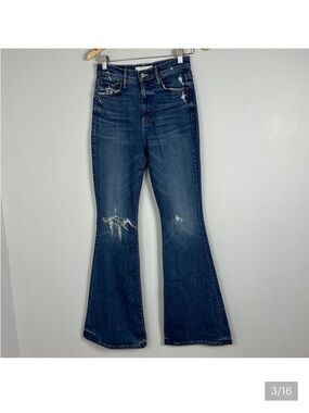 Mother Superior Jeans Flare Super Cruiser Born To Bite Womens Size 26 Denim Boho